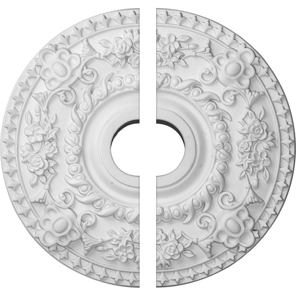 Ekena Millwork Rose Ceiling Medallion, Two Piece (Fits Canopies up to 7 1/4"), 18"OD x 3 1/2"ID x 1 1/2"P CM18RO2 - main
